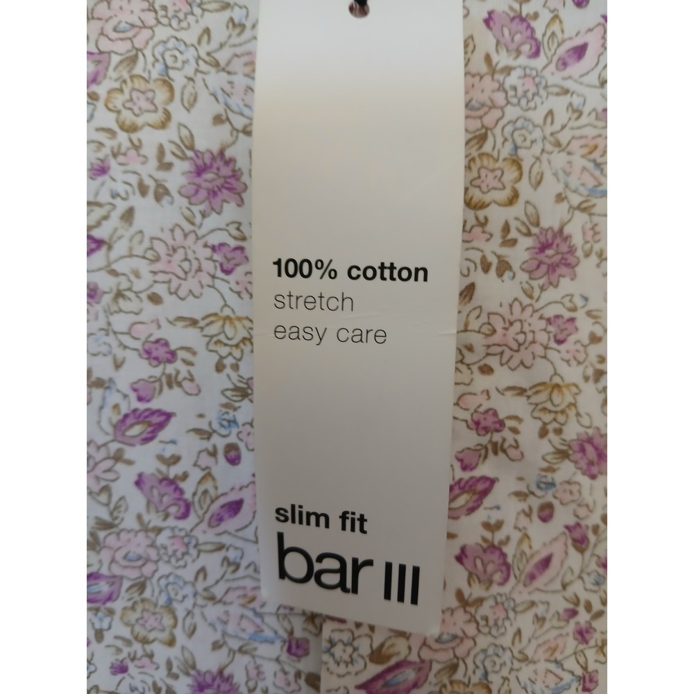 Bar lll Men's Floral Slim Fit Stretch Button Up Shirt Size M 15-15.5 32-33 #477C - Picture 10 of 11